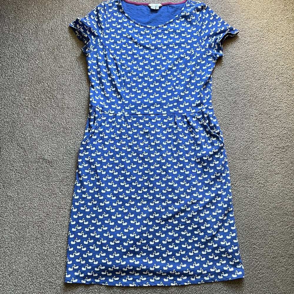 Boden Blue Swan-Print Midi Dress - Picture 5 of 14